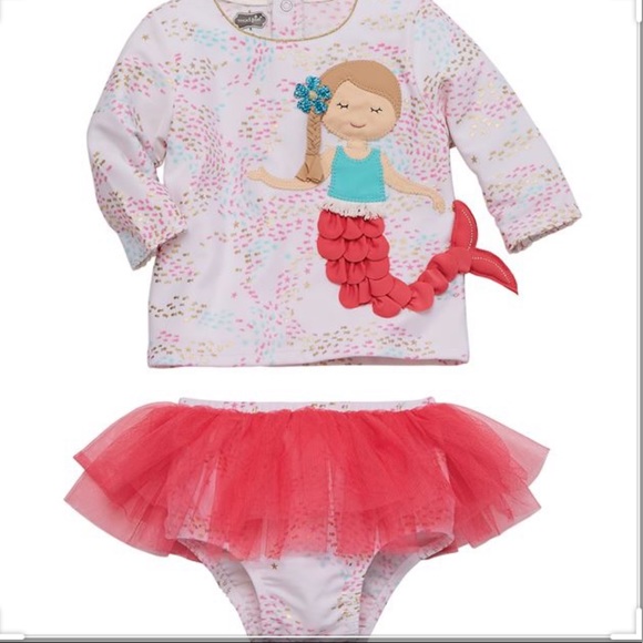 Mud Pie Mermaid🧜🏼‍♀️ bikini rash guard swim tutu - Picture 2 of 5